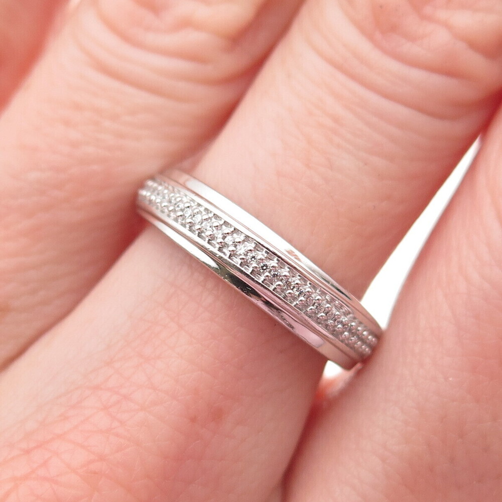 925 Sterling Silver Round-Cut C Z Half Eternity Ring Size 6.75